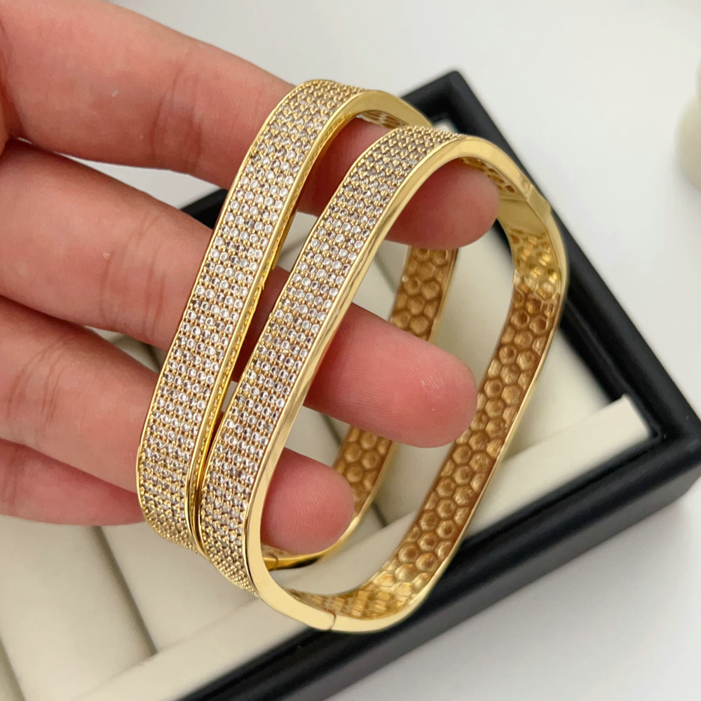 Pave chunky square bangle