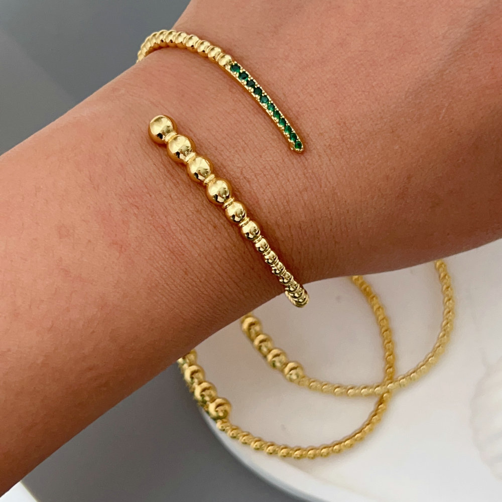 Pave green zircon beaded cuff