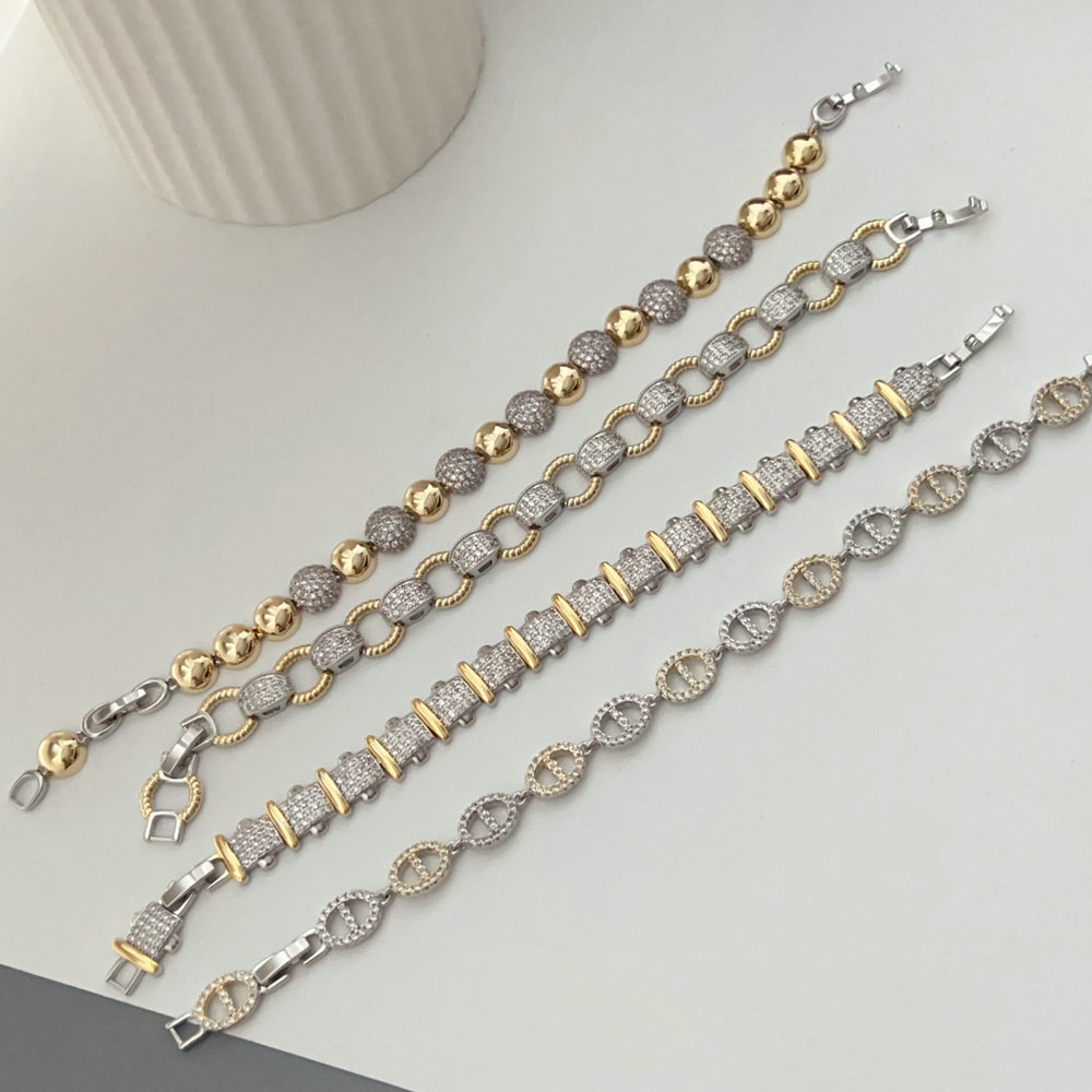 Two color fashion zircon bracelet