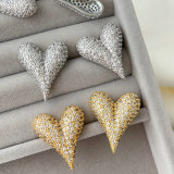 Pave zircon heart earrings