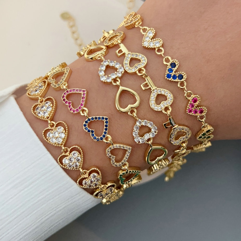 Pave heart bracelet