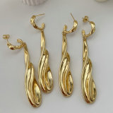 Metal long leaf earrings