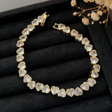 Pave zircon heart bracelet