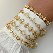 Pave zircon heart bracelet
