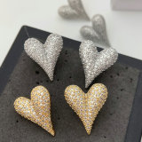 Pave zircon heart earrings