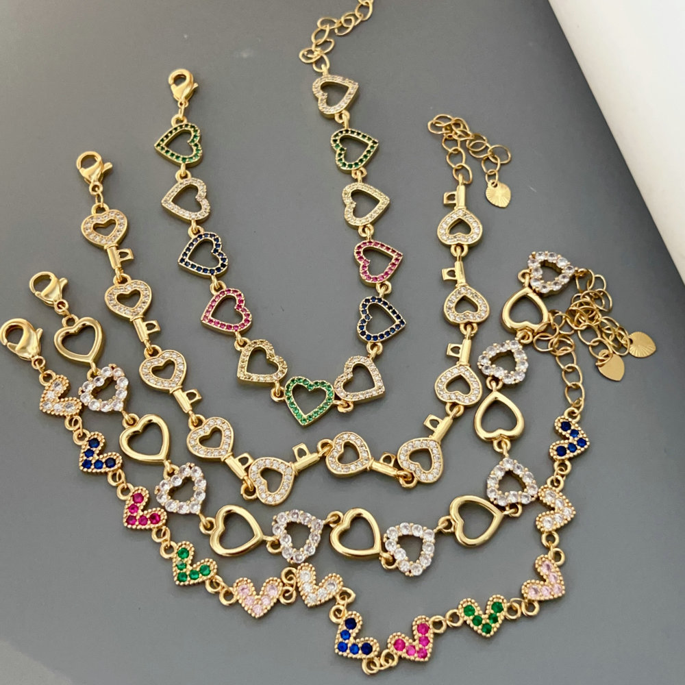 Pave heart bracelet