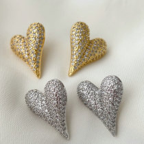 Pave zircon heart earrings