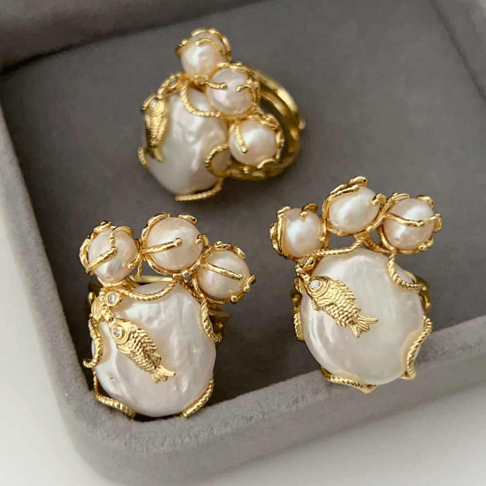 Fresh water pearl ring