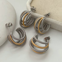 Two color silver and gold fan earrings