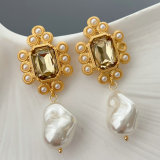 Glass pearl earrings