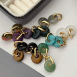 Agate buckle charm earrings