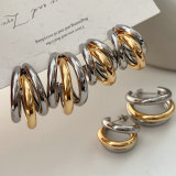 Two-tone fan earrings