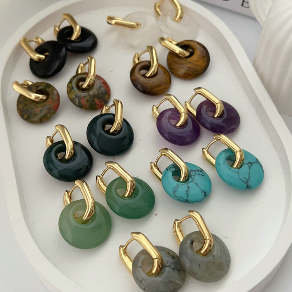 Agate buckle charm earrings