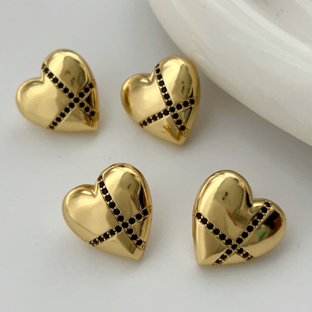 Metal cross heart earrings