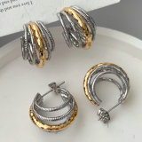 Two-tone fan earrings