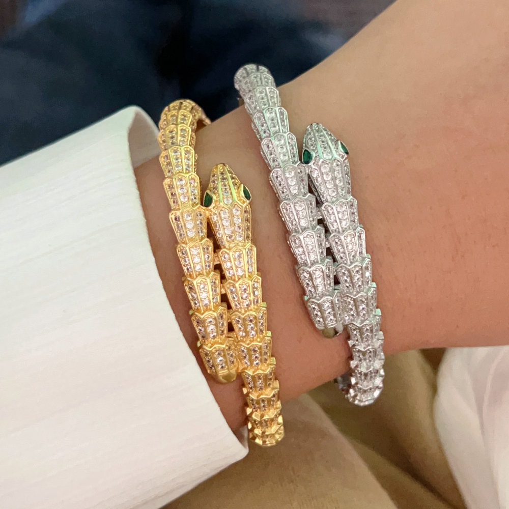 Pave zircon snake bangle