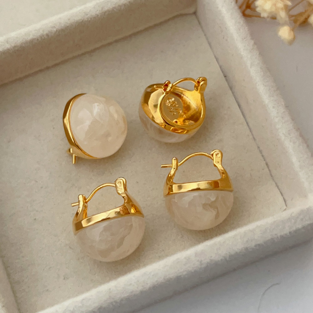 White acrylic earrings