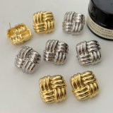 Metal square earrings