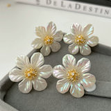 Glass shell flower earrings
