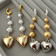 Long bead heart earrings