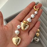 Long bead heart earrings