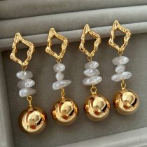 Ball glass pearl earrings