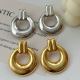 Metal round charm earrings