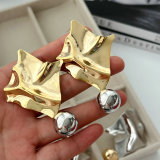 Chunky leaf ball earrings