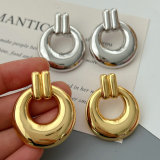 Metal round charm earrings