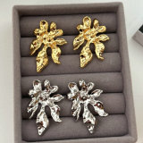 Metal leaf earrings