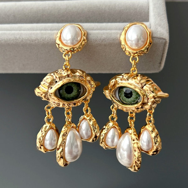 Evil eye charm earrings