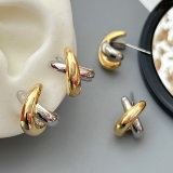 Metal cross bicolor earrings
