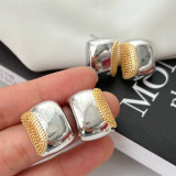 Metal square bicolor earrings