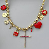 Mix heart charm bead necklace