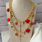 Mix heart charm bead necklace