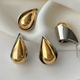 Metal bicolor teardrop earrings