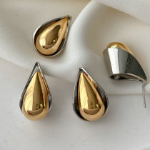Metal bicolor teardrop earrings
