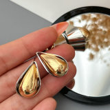 Metal bicolor teardrop earrings