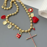 Mix heart charm bead necklace
