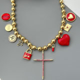 Mix heart charm bead necklace