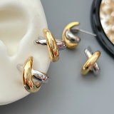 Metal cross bicolor earrings