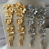 Chunky flower long earrings