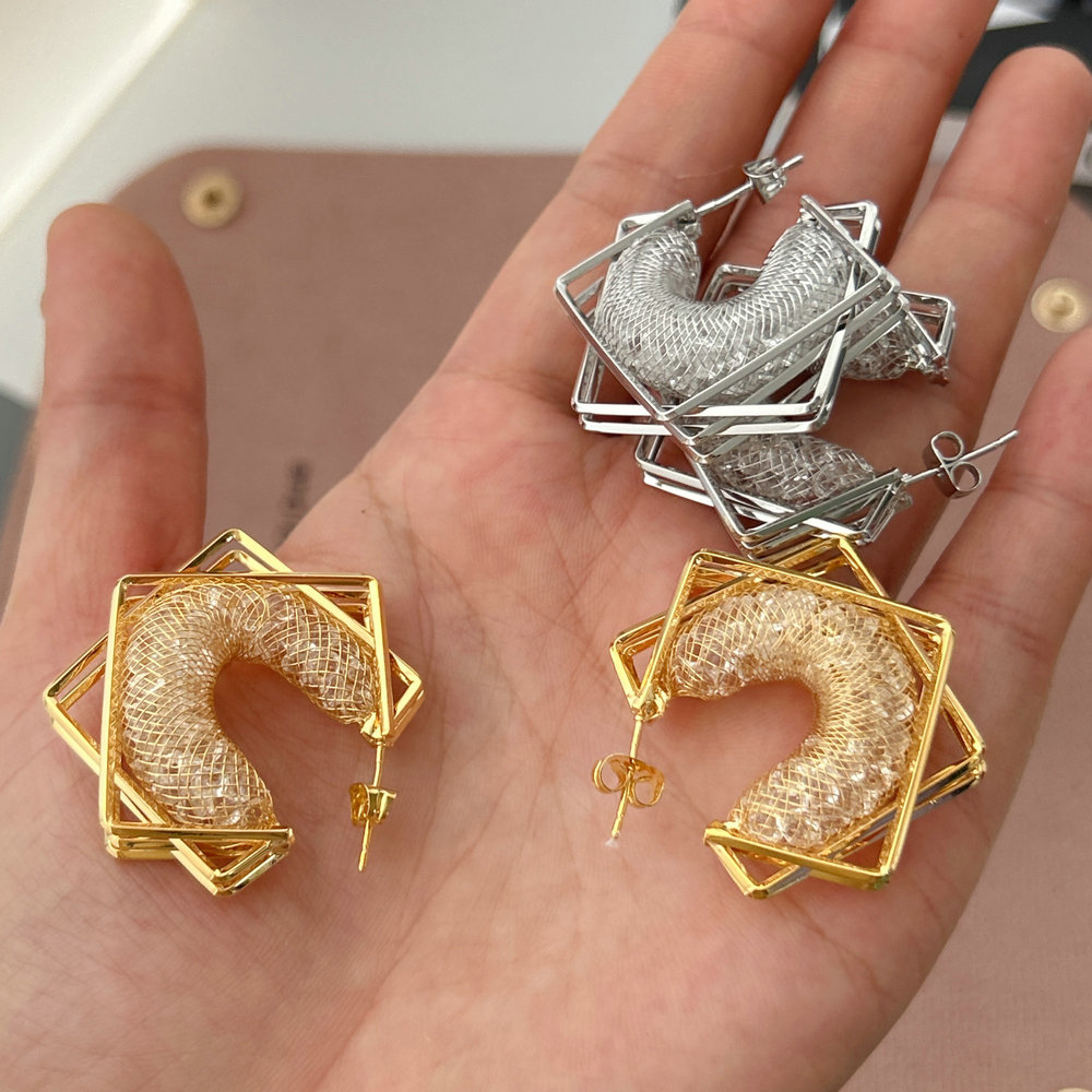 Crystal square earrings