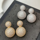 Pave zircon ball earrings