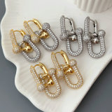 Pave zircon chunky link earrings