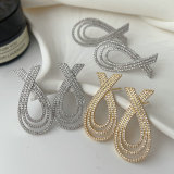 Pave zircon corss earrings