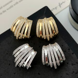 Pave zircon fan earrings