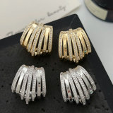 Pave zircon fan earrings