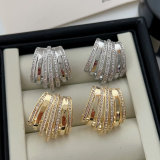 Pave zircon fan earrings