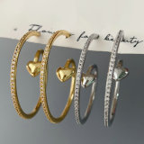 Pave zircon heart hoop